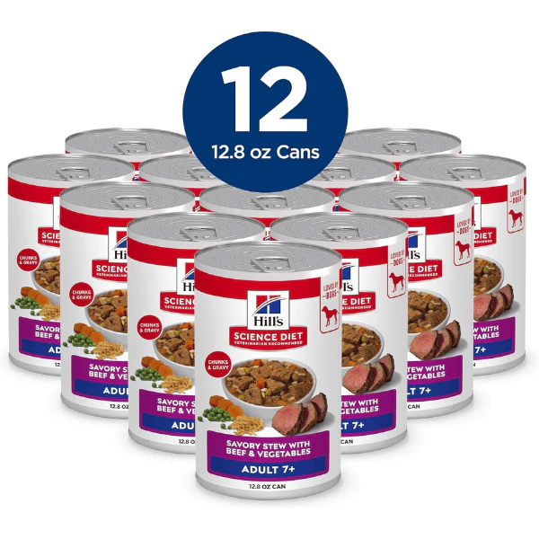 Science Diet Savory Stew with Beef & Vegetables Adult 7+ Canned Dog Food, 12.8oz - Image 6