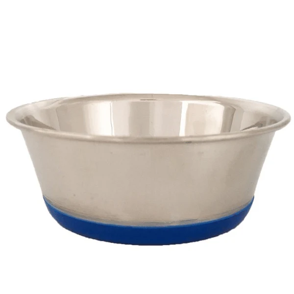 Heavy Stainless Steel Dish with Bonded Rubber Base