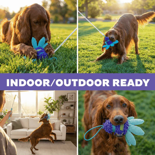 Outward Hound FlyFetch Crinkle Teaser Wand Dog Toy - Image 6