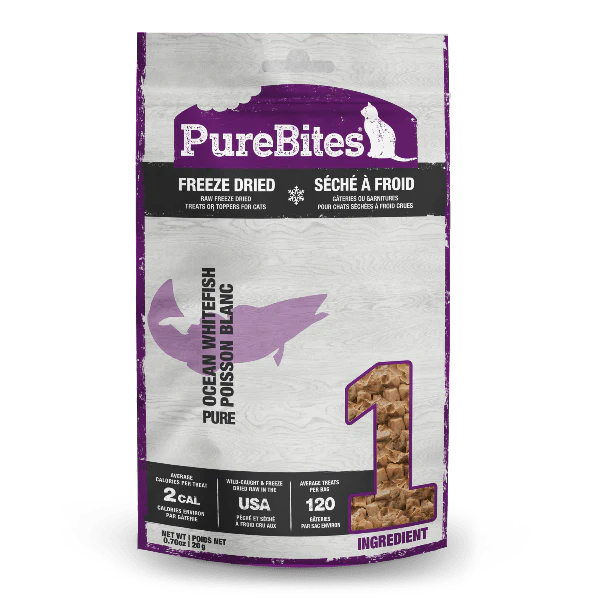 PureBites Freeze Dried Ocean Whitefish Cat Treat, 20g