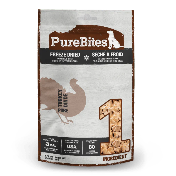 PureBites Freeze Dried Turkey Dog Treats, 70g