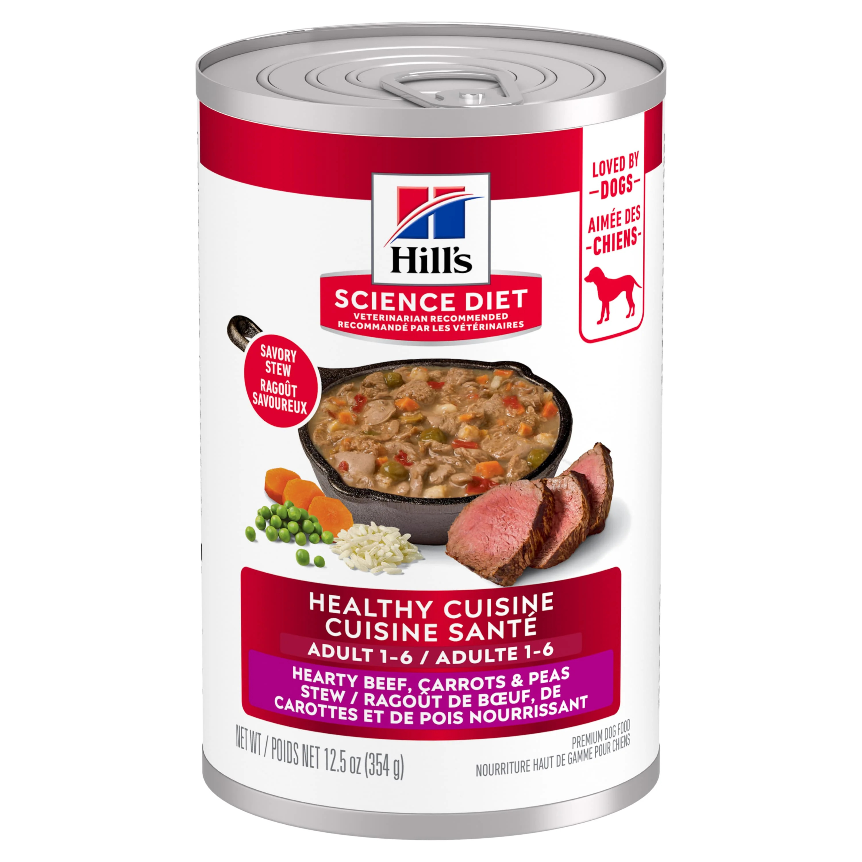 Science Diet Healthy Cuisine Braised Beef, Carrots & Peas Stew Adult Canned Dog Food, 12.5oz