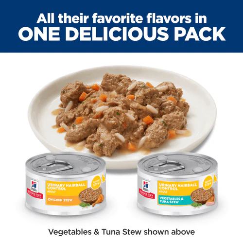 Science Diet Adult Urinary Hairball Control Savory Stew Canned Cat Food Variety Pack - Image 2