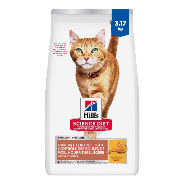 Science Diet Adult Hairball Control Light Chicken Recipe Dry Cat Food, 7lb