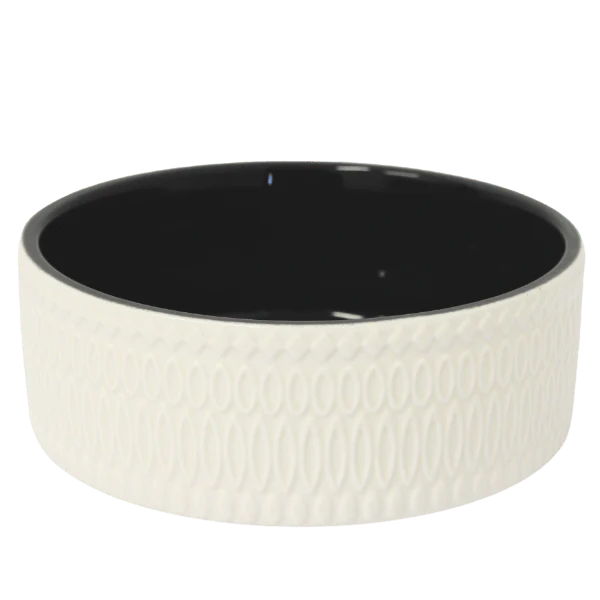 Stoneware White & Black Embossed Dish - Image 3