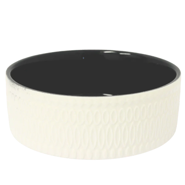 Stoneware White & Black Embossed Dish - Image 4